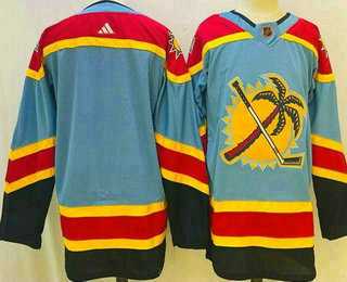 Men%27s Florida Panthers Blank Blue 2022 Reverse Retro Authentic Jersey